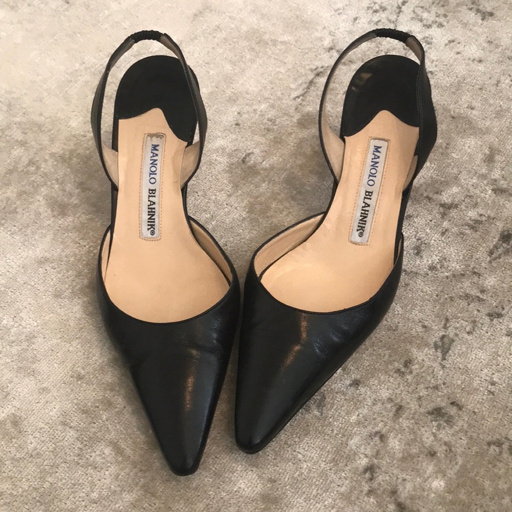 Manolo Blahnik Black Slingback Heels